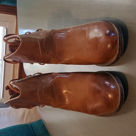 ETC!- Womens 2 toned Strappy Ankle boots Block Heel lace up back New! Sz.7 - Picture 3 of 10